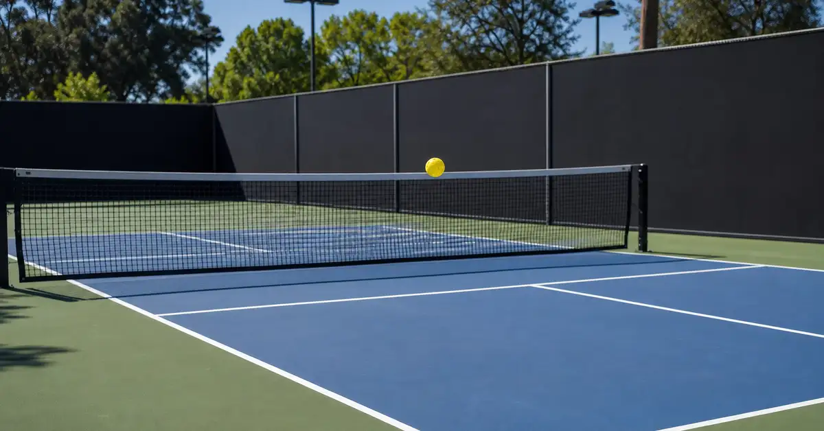 Pickleball court and paddle scene in warm afternoon light, evoking accessible everyday play